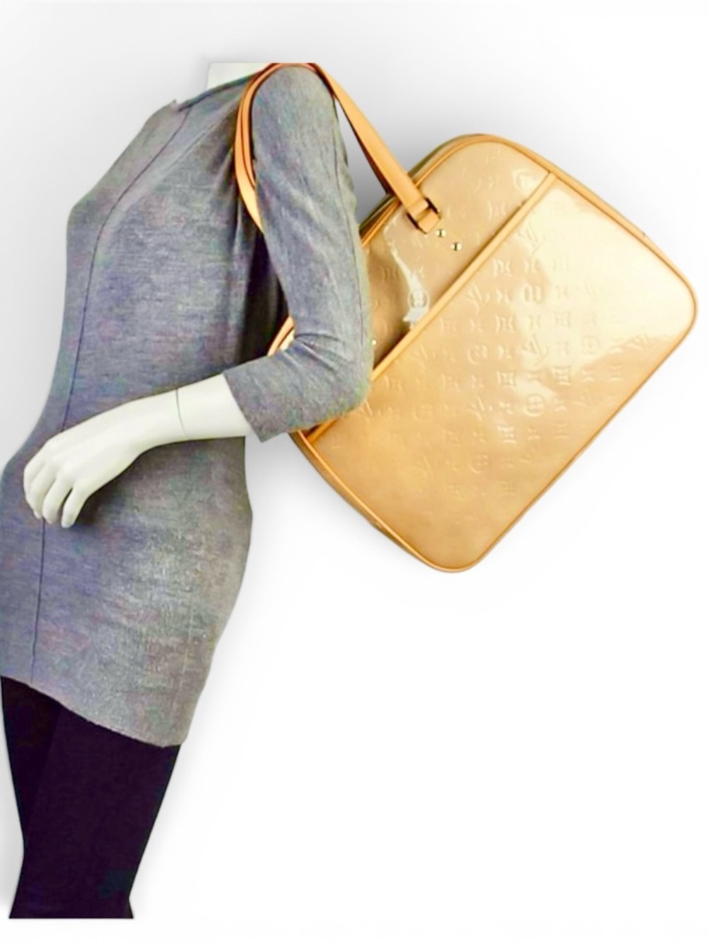 Louis Vuitton Beige Yellow Vernis & Vachetta Leather Sutton Briefcase Tote - Picture 2 of 14